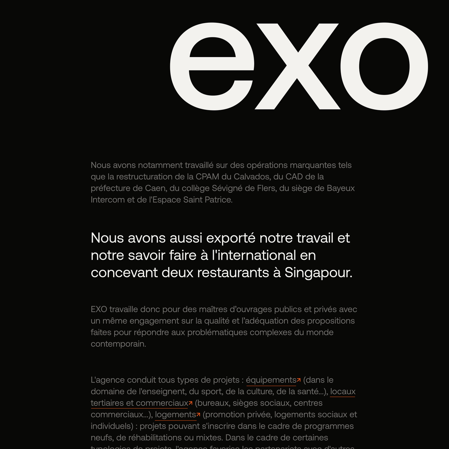 Illustration du projet EXO Website pour le client EXO Architectes