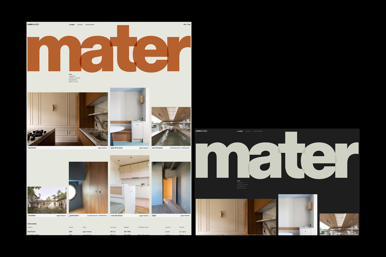 Illustration du projet Mater Website pour le client Mater Studio
