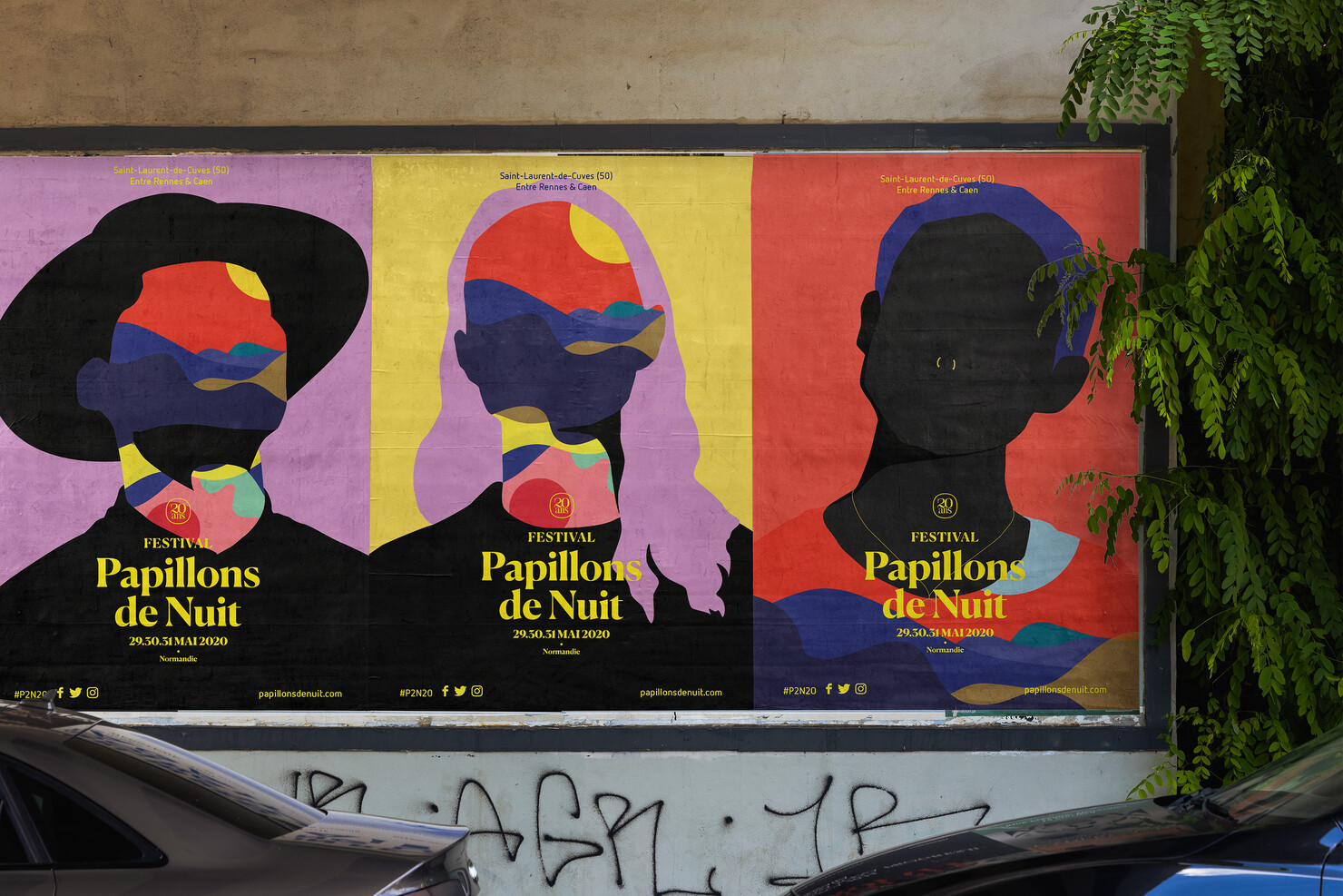 Illustration du projet P2N 20 pour le client Festival Papillons de Nuit