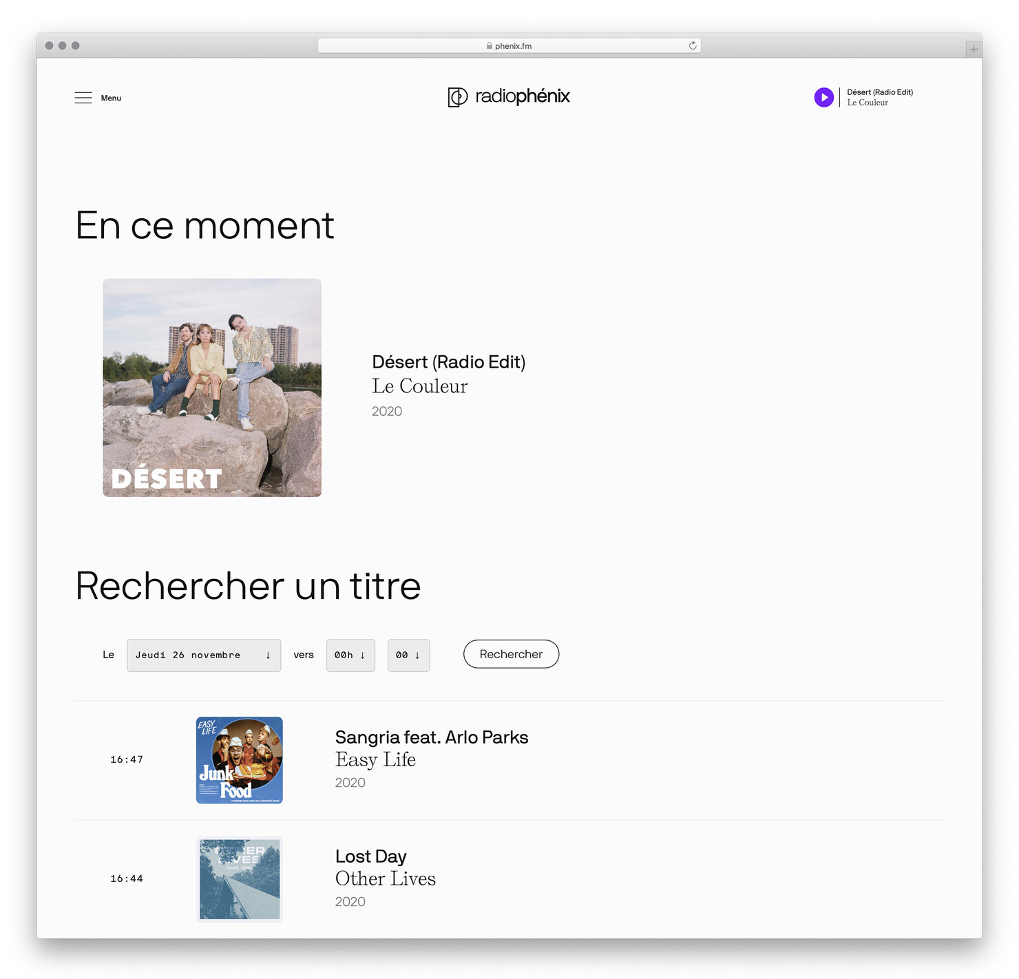 Illustration du projet Phénix.fm pour le client Radio Phénix